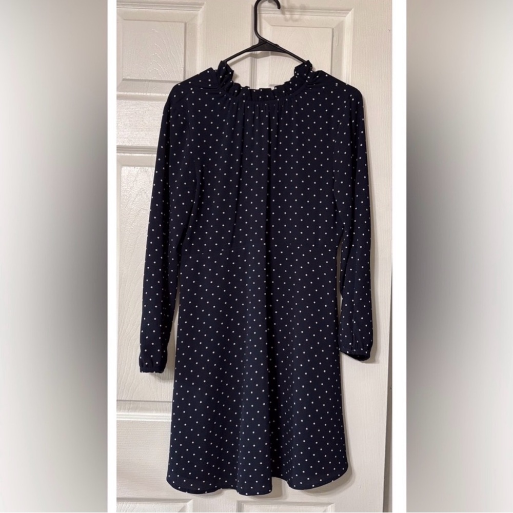 H&M Women’s Size 8 Dark Blue Dress with White Dots Long Sleeve